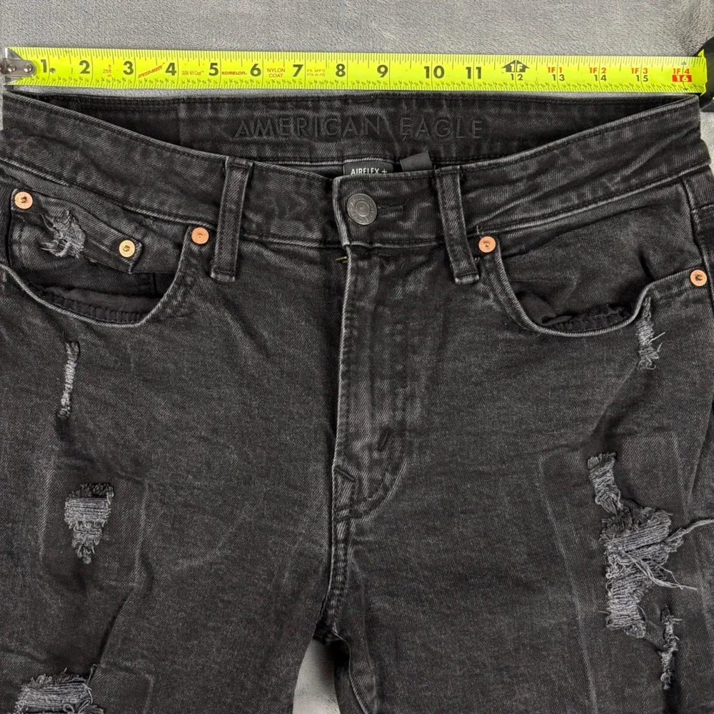 American Eagle Outfitters Mens‎ Black Distressed Ripped Slim Fit Jeans 32x32